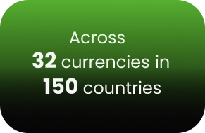 32 currencies in 150 countries