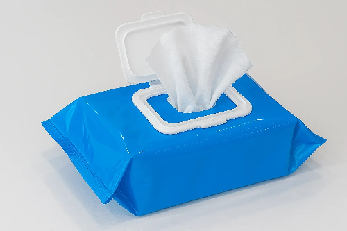 Packet of disinfectant wipes